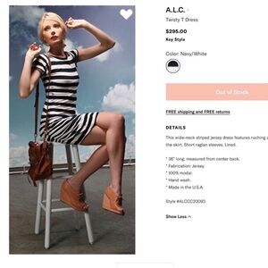 A.L.C. Twisty T Midi or Mini Ruched Striped Dress Size Medium
